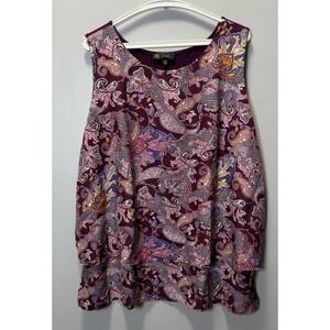 DG2 Diane Gilman Womens Purple Sleeveless Blouse Top Size P2X